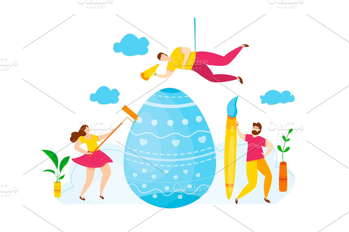 People decorate easter eggs in Illustrations - product preview 8