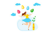 People dancing with easter eggs