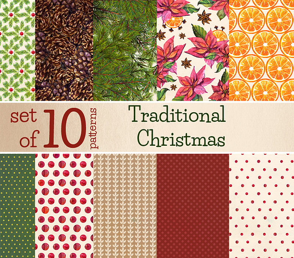 Traditional Christmas - 10 papers in Patterns - product preview 1