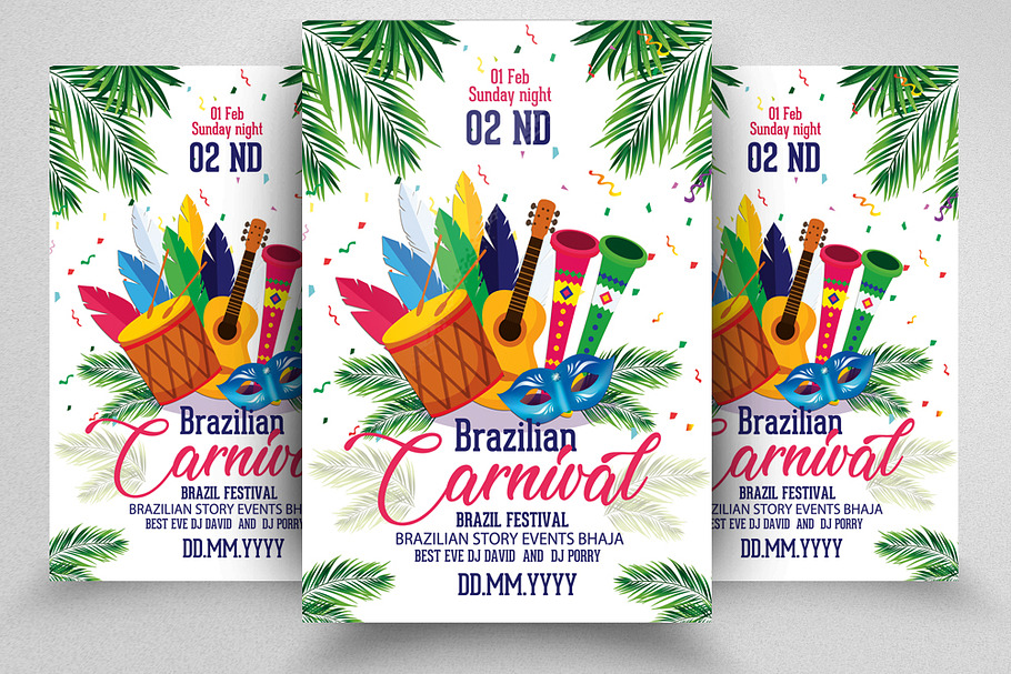 Brazilian Carnival Event Flyer Psd