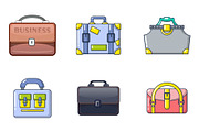 Handbag icon set, cartoon style