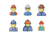 Construction worker icon set