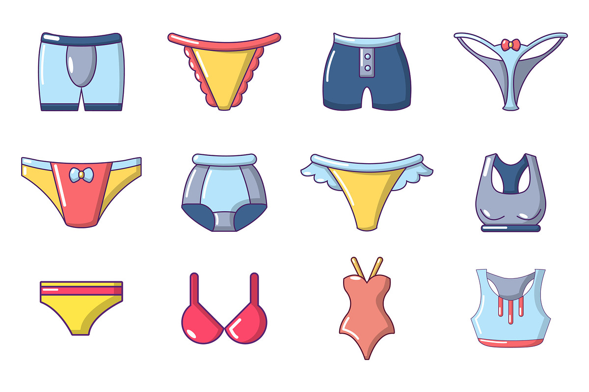 Underwear icon set, cartoon style in Illustrations - product preview 8