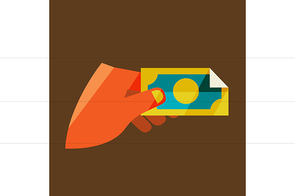 Man's Hand Holding A Banknote in Illustrations - product preview 1