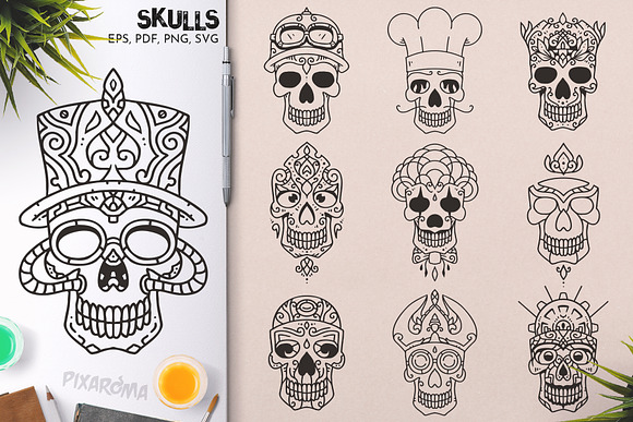100 Decorative Skulls in Illustrations - product preview 13