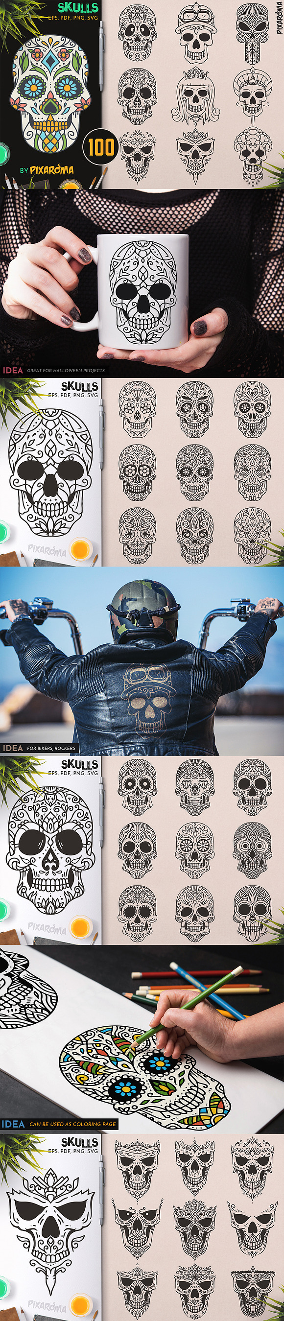 100 Decorative Skulls in Illustrations - product preview 36