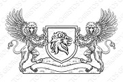 Crest Lion Griffin Coat of Arms