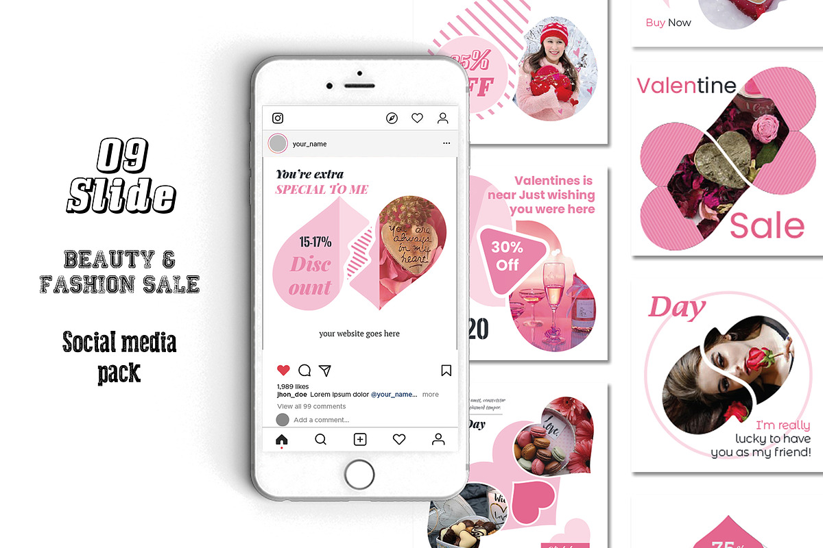 Valentines Day Social Media Pack in Instagram Templates - product preview 8