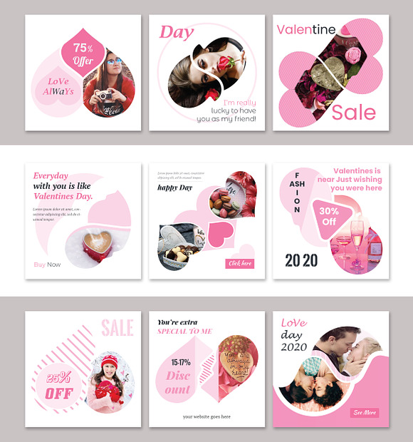 Valentines Day Social Media Pack in Instagram Templates - product preview 1
