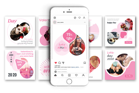 Valentines Day Social Media Pack in Instagram Templates - product preview 3