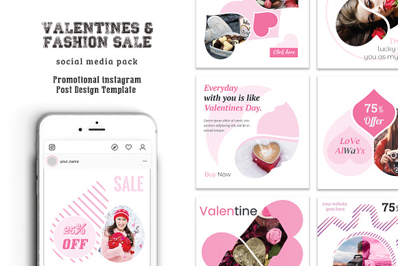 Valentines Day Social Media Pack in Instagram Templates - product preview 4