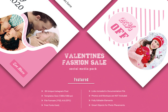Valentines Day Social Media Pack in Instagram Templates - product preview 5
