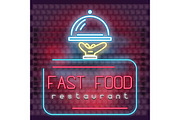 Neon Glowing Sign for Fast Food
