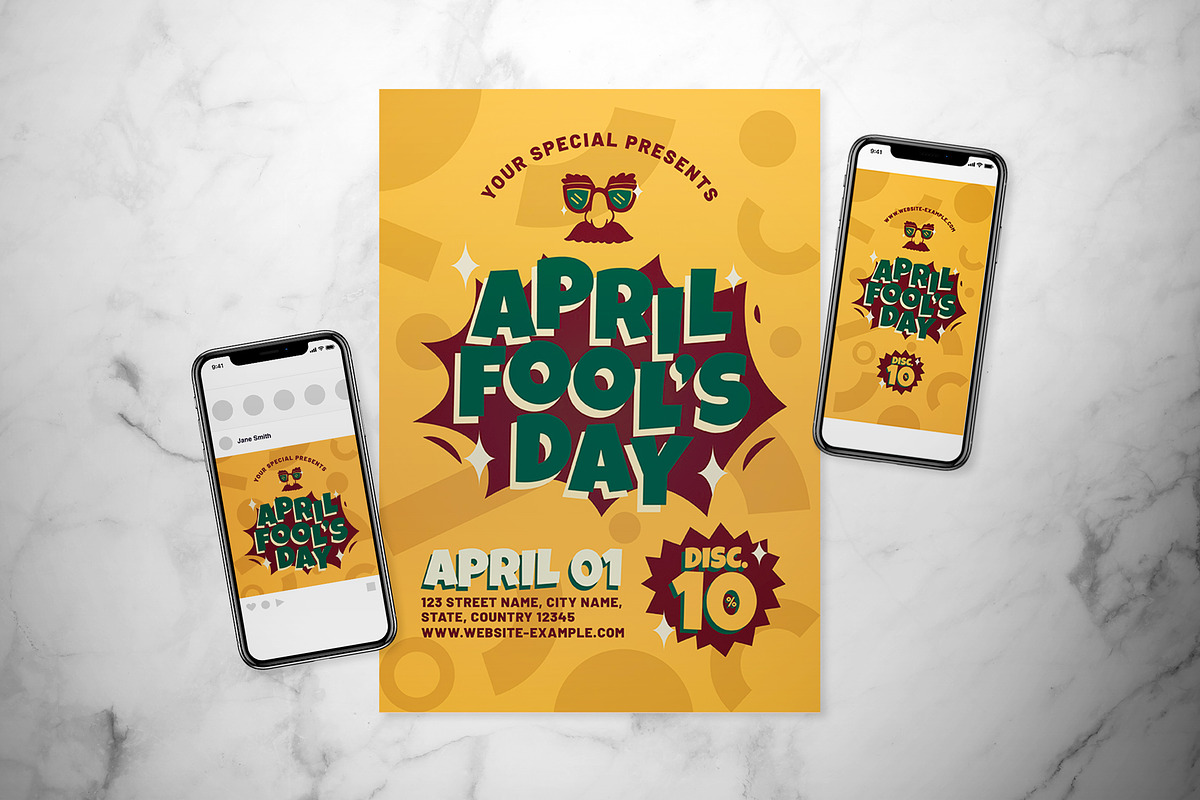 April Fool's Day Flyer Set in Flyer Templates - product preview 8