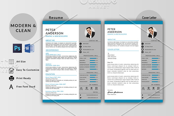 Clean Resume Bundle in Letter Templates - product preview 2