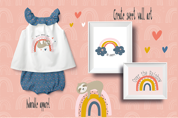 Rainbow sloths in Illustrations - product preview 4