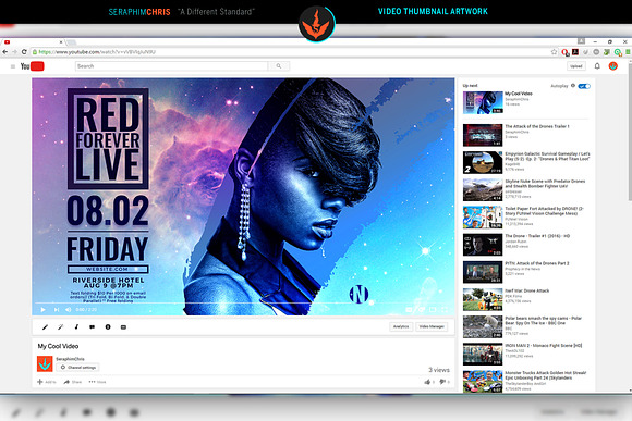 Live Concert Video Thumbnail in YouTube Templates - product preview 1