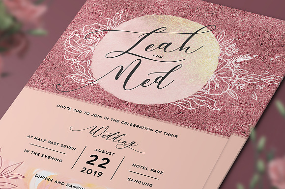 Flower Wedding Invitation in Card Templates - product preview 3