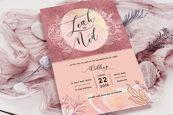 Flower Wedding Invitation in Card Templates - product preview 5
