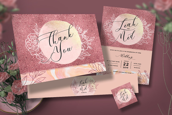 Flower Wedding Invitation in Card Templates - product preview 6