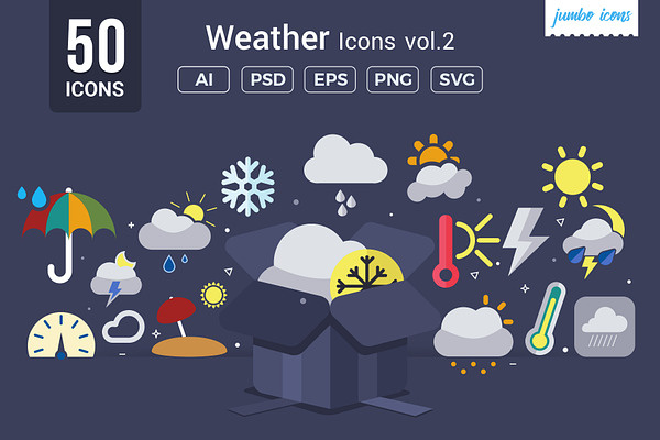 Flat Vector Icons Weather Pack V2