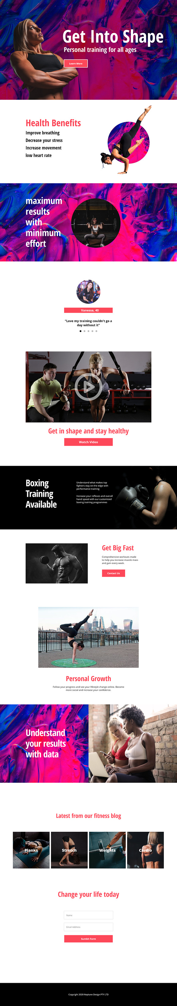 Landing page for personal trainer XD in Landing Page Templates - product preview 8