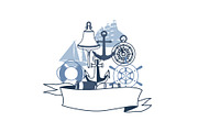 Background with nautical symbols and