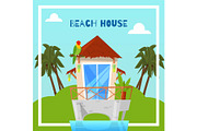 Beach house on island in tropics