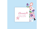 Beauty salon banner with cosmetics