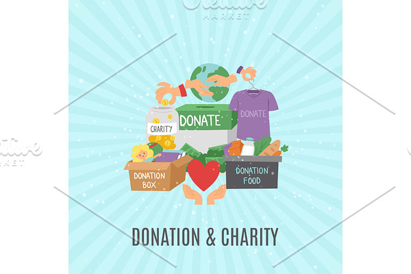Donate and help symbols, charity