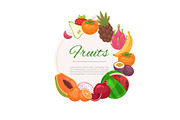 Tropical fruits circle background