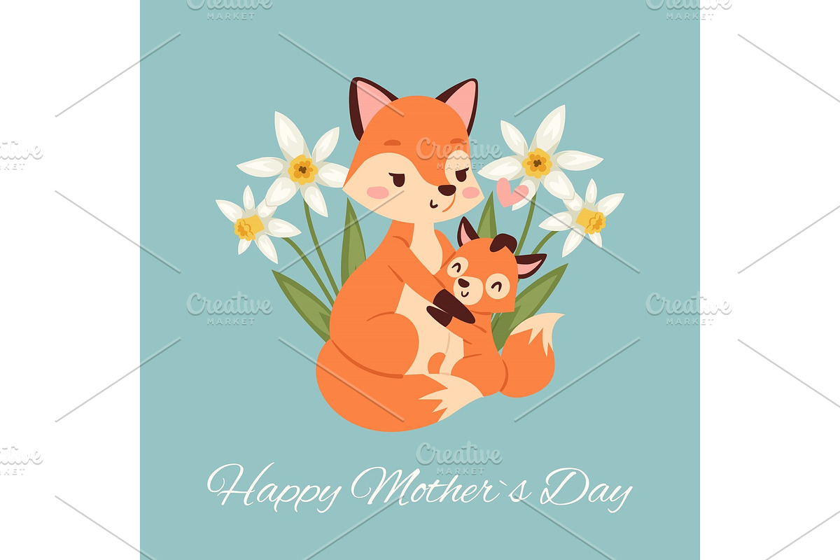 Mothers day with fox and its baby in Illustrations - product preview 8