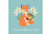 Mothers day with fox and its baby