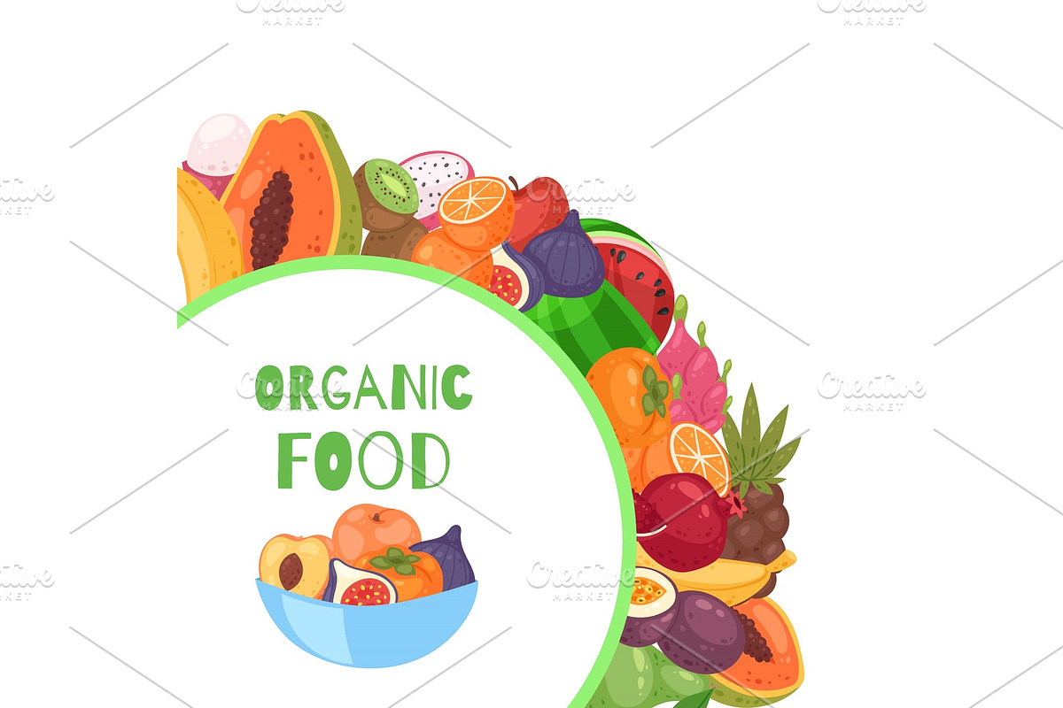 Organic fruits circle background in Illustrations - product preview 8