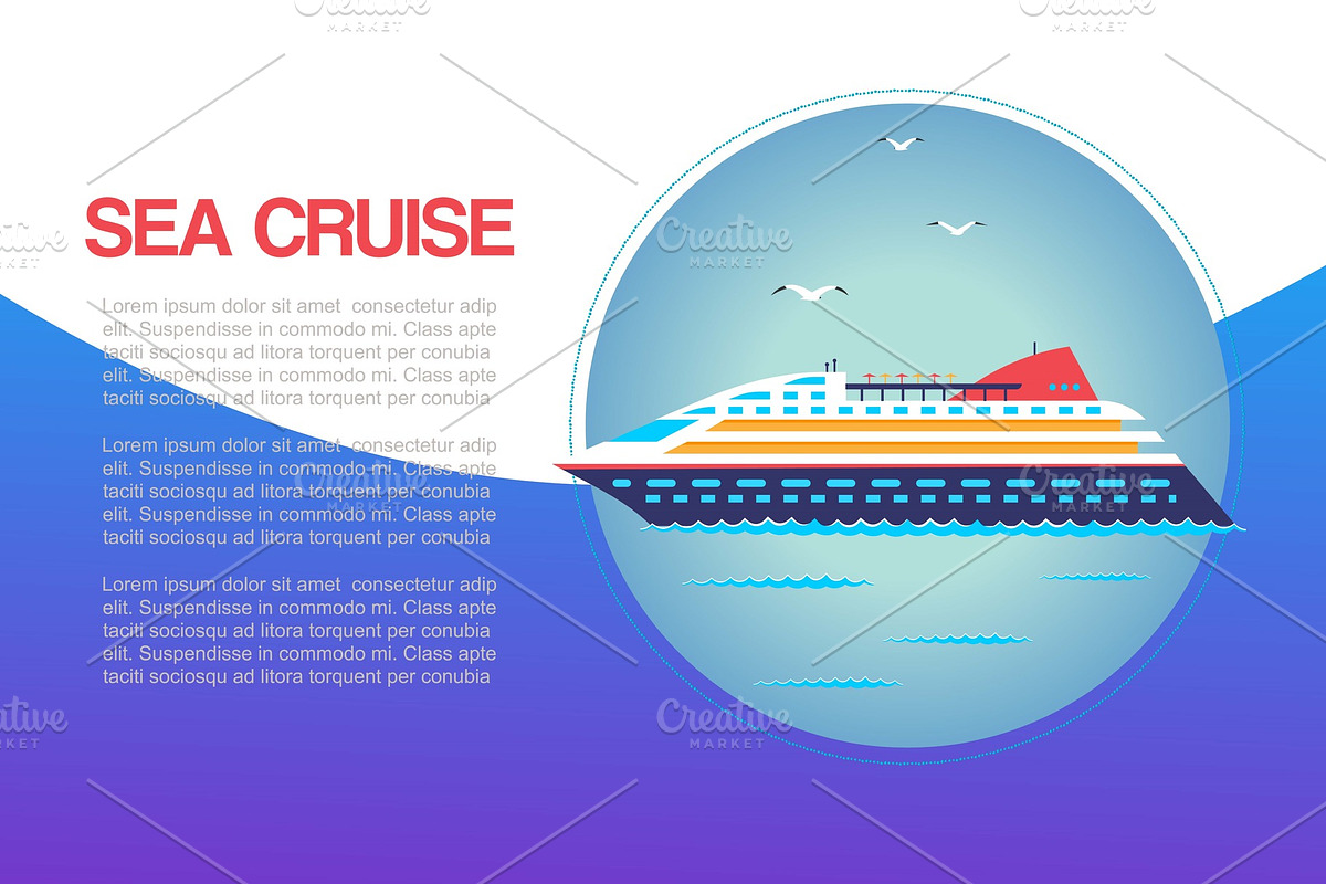 Sea cruiser in ocean marine travel in Illustrations - product preview 8