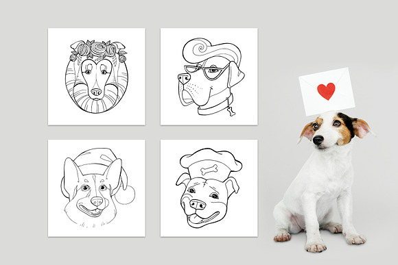 Dog portraits - coloring book in Illustrations - product preview 2
