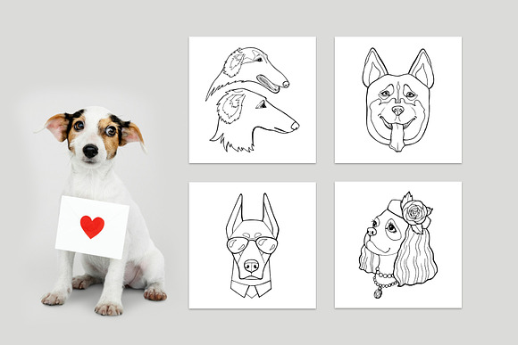 Dog portraits - coloring book in Illustrations - product preview 3