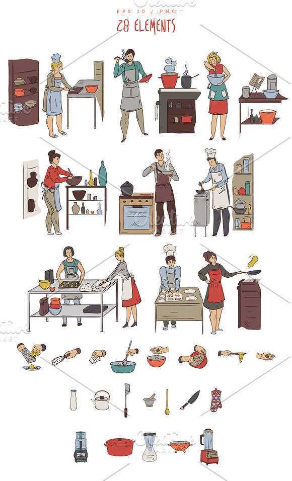 Cooking together in Illustrations - product preview 1