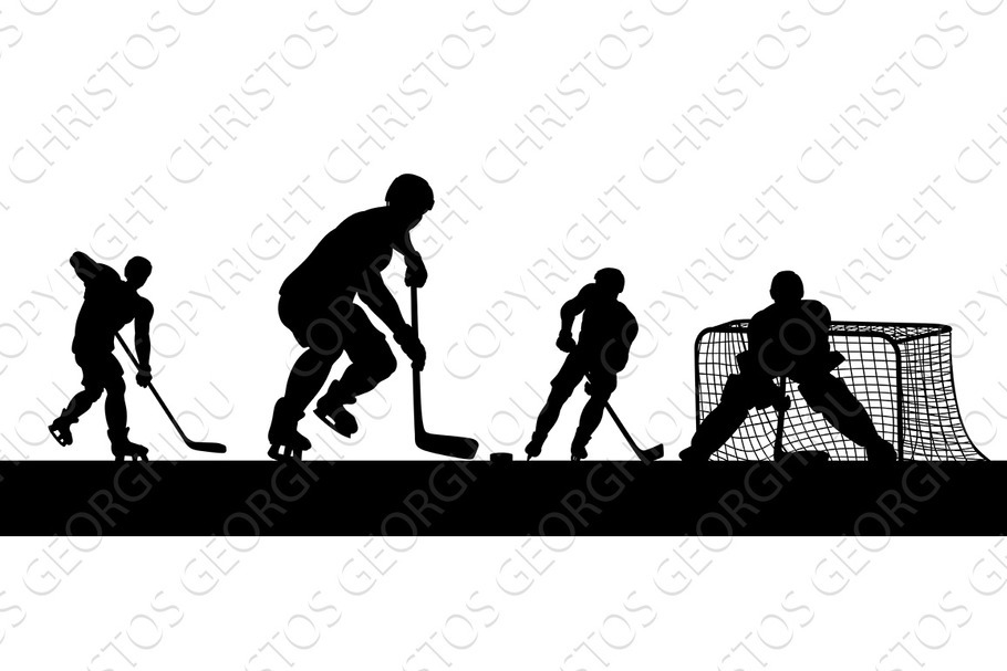 Ice Hockey Players Silhouette Match in Illustrations - product preview 8