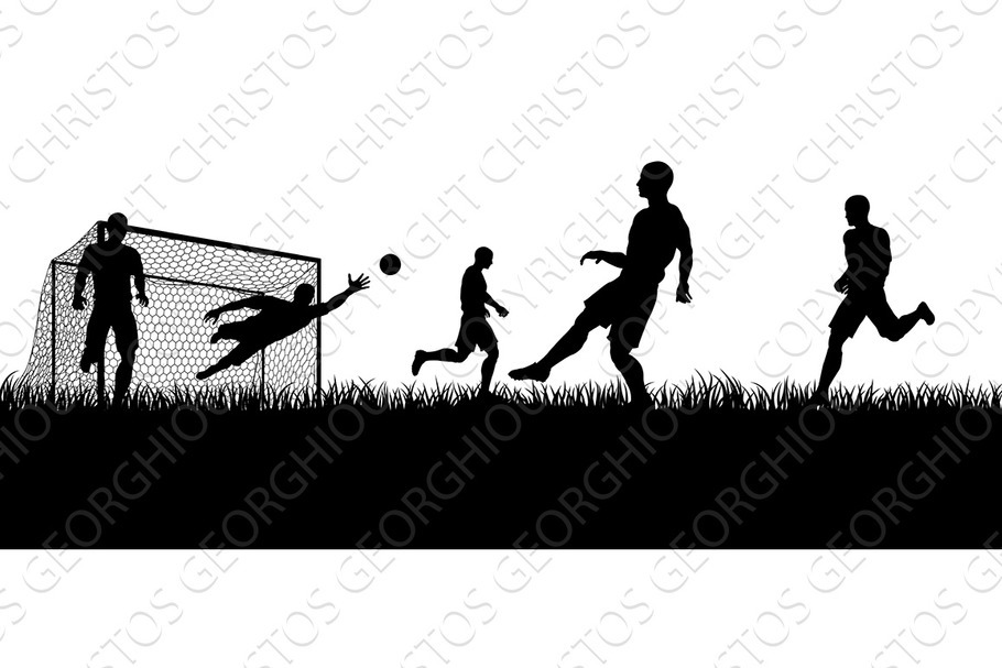 Soccer Football Players Silhouette in Illustrations - product preview 8
