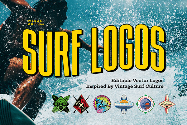 Surf Logos - Editable Vector Designs