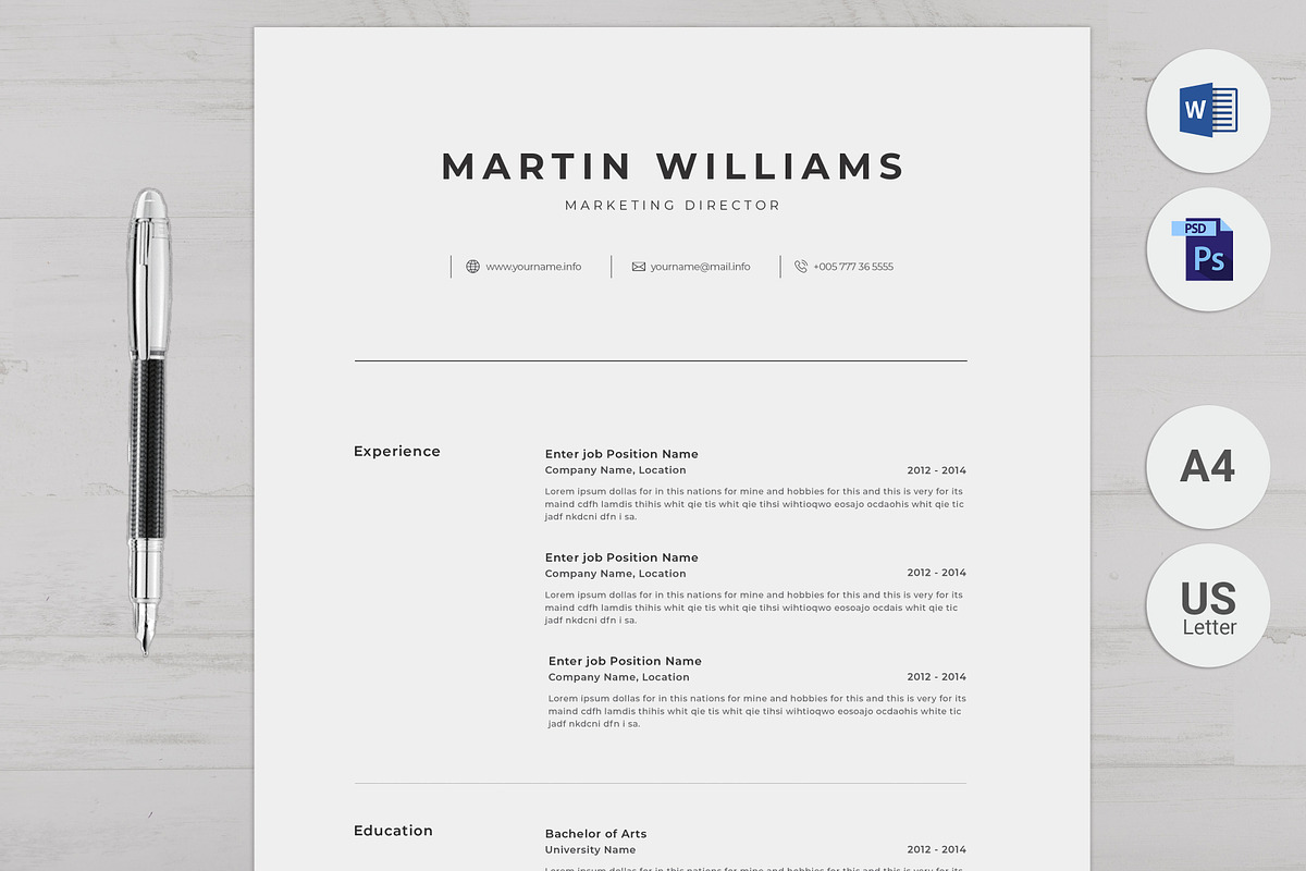Clean Modern Resume Template in Resume Templates - product preview 8