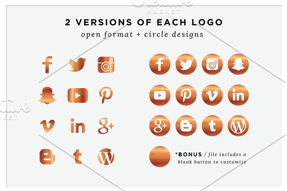 Copper Social Media Icons in Icons - product preview 1