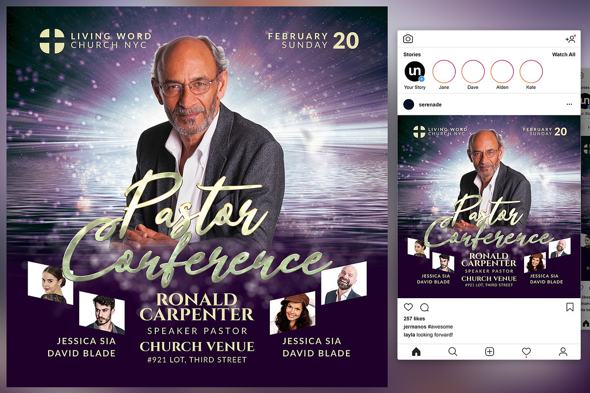Pastor Conference Church Flyer in Flyer Templates - product preview 8