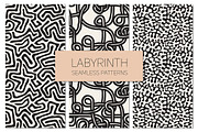 Labyrinth. Seamless Patterns Set