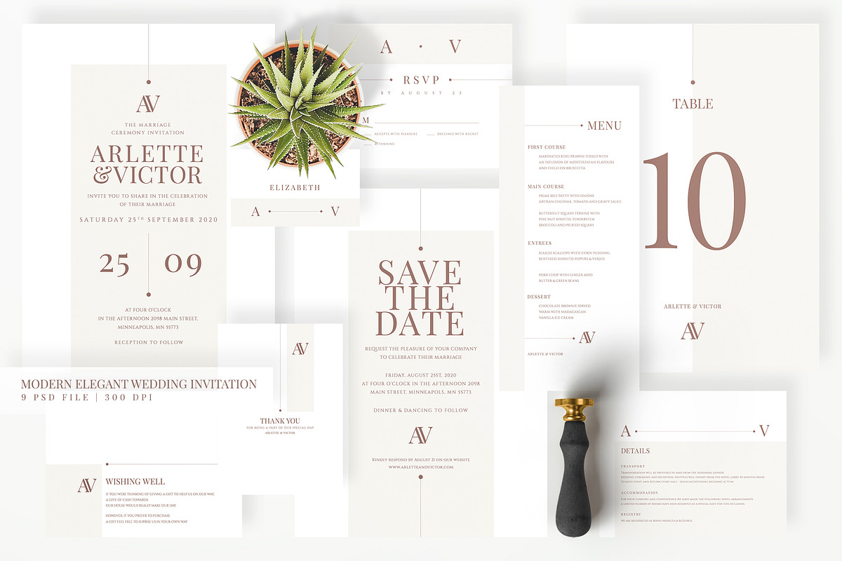 Modern Elegant Wedding Invitation in Wedding Templates - product preview 8