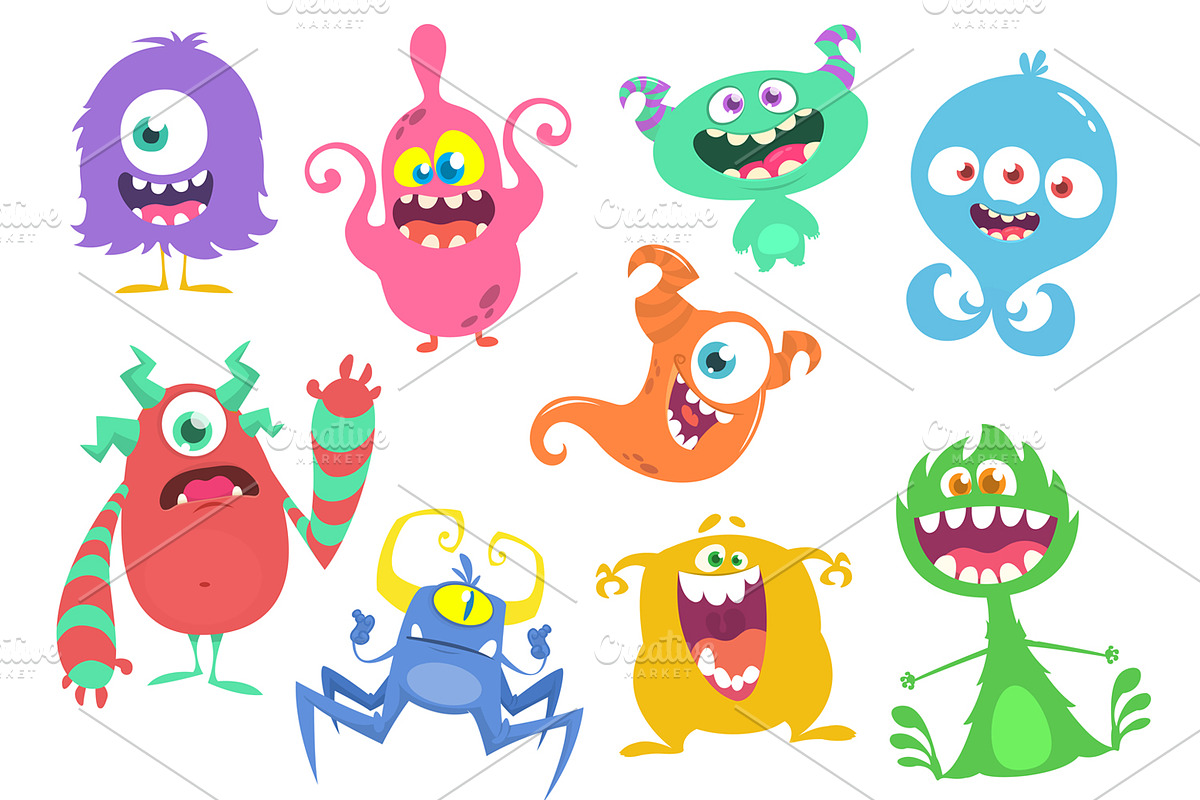 Cartoon monsters. Vector pack in Illustrations - product preview 8