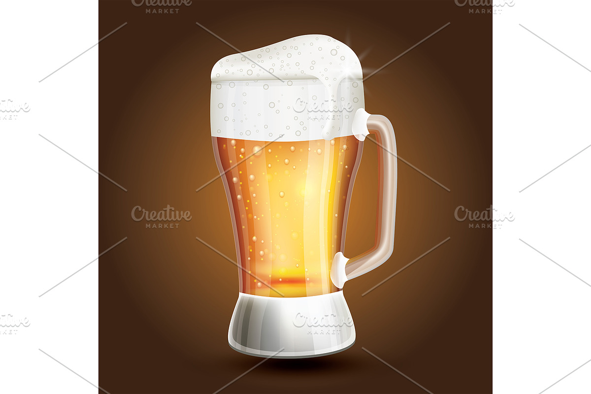 Glass of Beer on a Brown Gradient in Illustrations - product preview 8