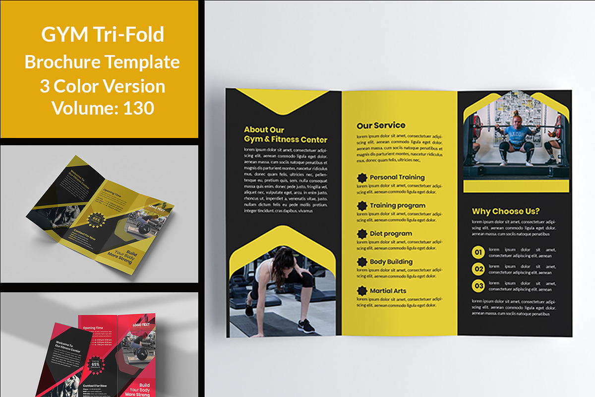 Fitness Center Trifold Brochure in Brochure Templates - product preview 8