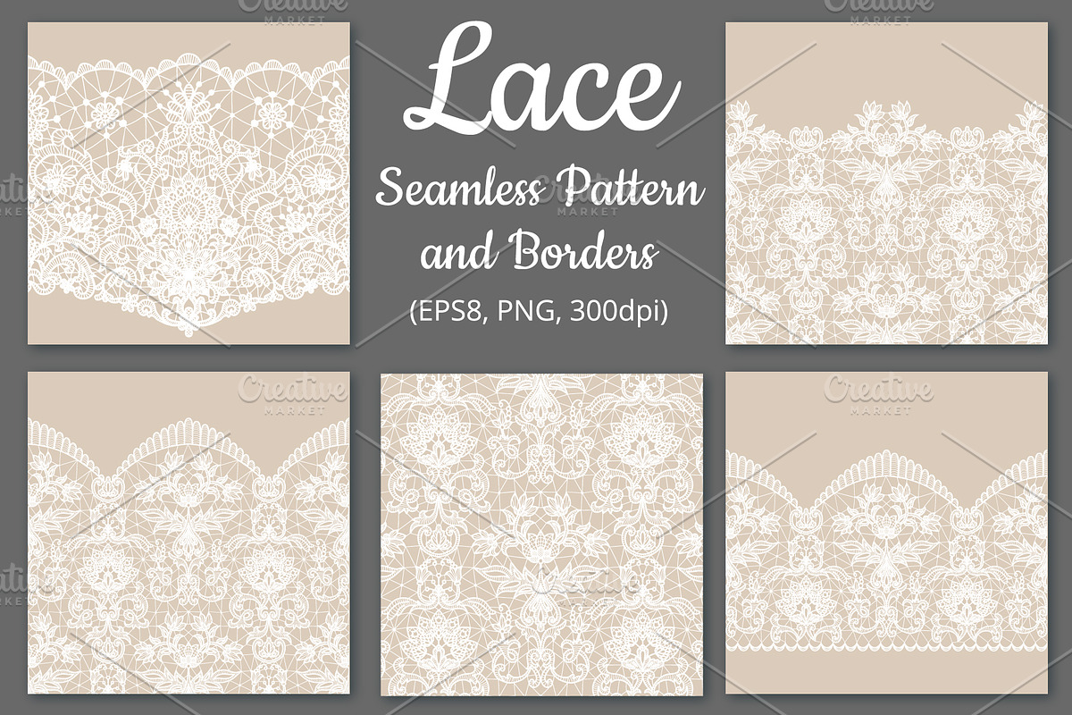 Seamless Lace Pattern and Borders in Patterns - product preview 8